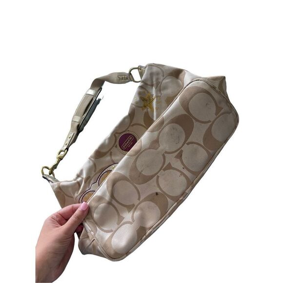 Coach Womens Cream F17586 Signature Satin Applique Hobo Bag - Picture 7 of 9